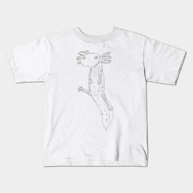 Axolotl - Grey Kids T-Shirt by TheOtherWillBailey